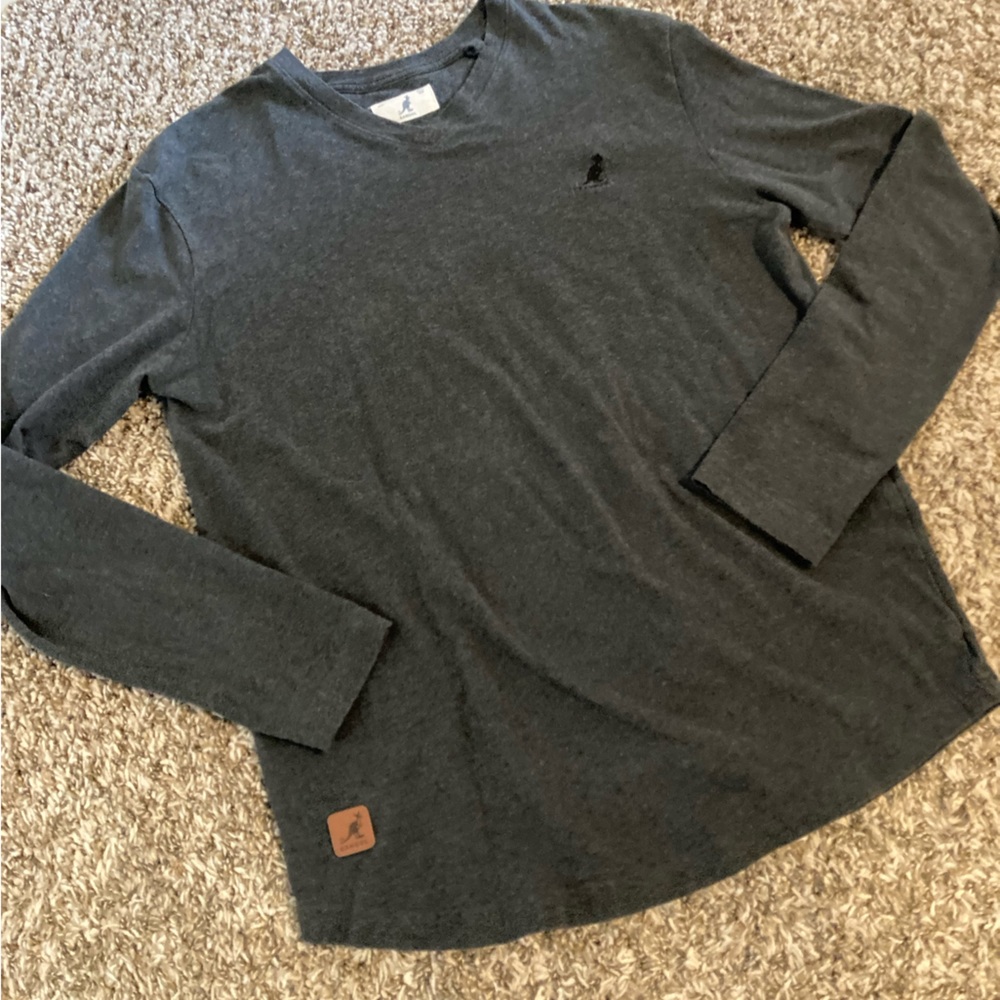 Kangol dark grey v-neck long sleeve t-shirt